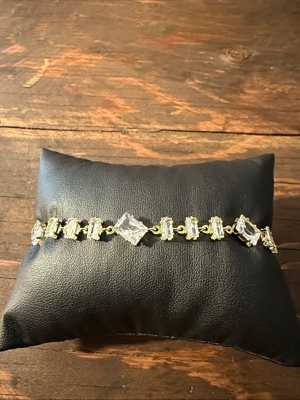 Gold Plated Crystal Tennis Bracelet - Clear Stones